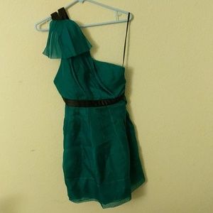 Silk, turquiose assymetrical turquoise dress.